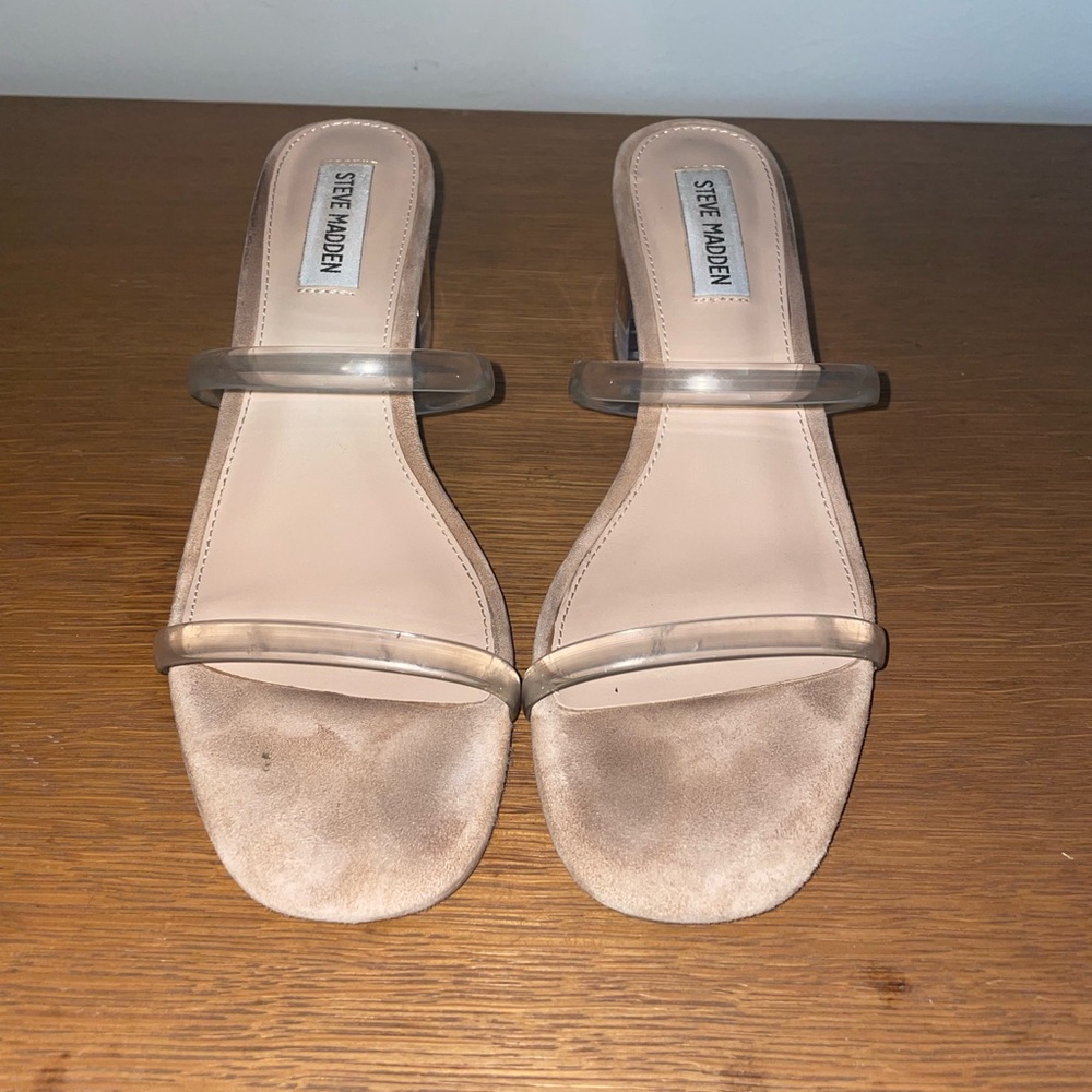 Steve Madden clear mini heels
